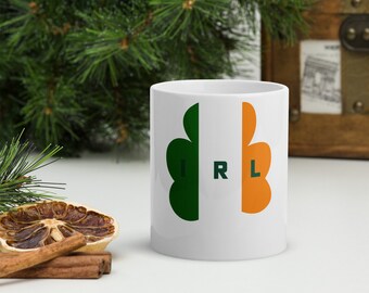 White glossy Irish Shamrock mug | Drinking Mug | Irish Coffee Mug | Coffee Cup | Irish Coffee Cup