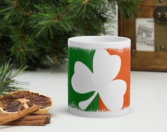 White glossy Irish Gaelic Drinking Coffee mug