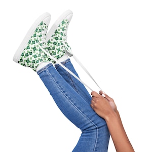 Women’s high top Irish Shamrock canvas sneaker shoes | St. Paddy&#39;s Day Sneaker Shoes | Irish Shoes | Shamrock Shoes | Irish Sneakers