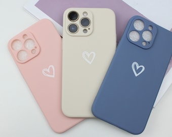 Custodia per telefono Pastel Love Heart per iPhone 14 13 12 11 Pro Max,14 13 12 11 pro 13,12 mini, 6,7,8,XR, X,XS Max, 14,6,7,8 Plus iPhone SE