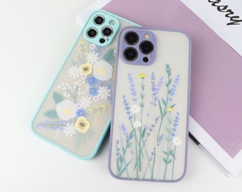 Lavanda Floral protección de la cámara Funda de teléfono a prueba de golpes para iPhone 15 14 13 12 11 Pro Max,14 1312 11pro 6,7,8,XR ,X,XS Max 14,6,7,8 Plus, SE