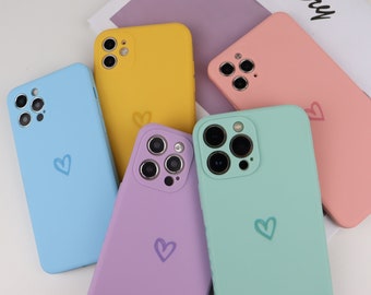 Süße Pastell Seite Herz Print Candy Handyhülle iPhone 14 13 12 11 Pro Max Hülle 12 Mini XR Hülle iPhone XS Max iPhone 7 8 Plus iPhone SE Hülle