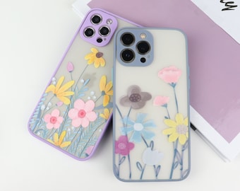 Cute Lavender Flower Floral Matte Frosted for iPhone 14 13 12 11 Pro Max case 12 Mini XR case iPhone XS Max iPhone 7 8 Plus iPhone SE Case