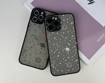 Coque de téléphone mate espace ciel étoilé pour iPhone 15 14 13 12 11 Pro Max 12 coque Mini XR iPhone XS Max iPhone 7 8 Plus coque iPhone SE