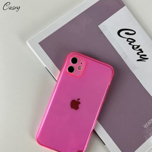 Coque de téléphone couleur fluorescente néon pour iPhone 15 14 13 12 11 Pro Max 14 plus 14 13 12 pro 6,7,8,XR,X,XS Max Coque pour iPhone 6 7 8 Plus iPhone SE Rose