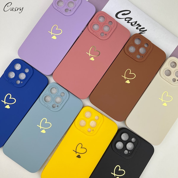 Candy Color Love Heart Side Soft Case for iPhone 15 14 13 12 11 Pro Max case 12 Mini XR case iPhone XS Max iPhone 7 8 Plus iPhone SE Case