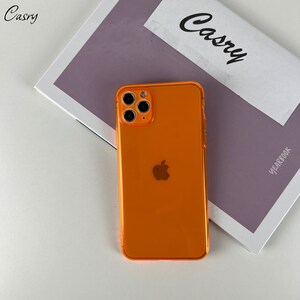 Coque de téléphone couleur fluorescente néon pour iPhone 15 14 13 12 11 Pro Max 14 plus 14 13 12 pro 6,7,8,XR,X,XS Max Coque pour iPhone 6 7 8 Plus iPhone SE Orange