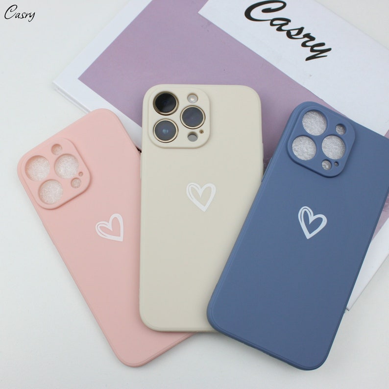 Coque de portable coeur d'amour pastel pour iPhone 14 13 12 11 Pro Max, 14 13 12 11 pro 13,12 mini, 6,7,8,XR, X,XS Max, 14,6,7,8 Plus iPhone SE image 1