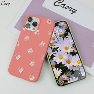 Coque de portable marguerite art floral marguerite pour iPhone 15 14 13 12 11 Pro Max, 14 13 12 11 pro 13,12 mini, 6,7,8,XR, X,XS Max, 14,6,7,8 Plus iPhone SE Rose