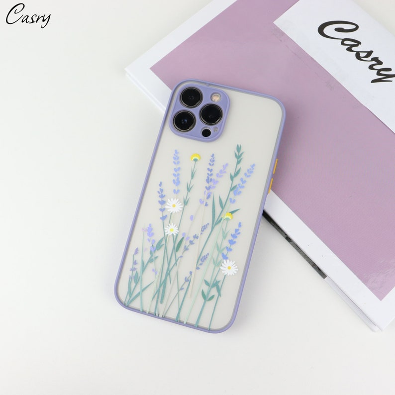 Lavendel bloemen camerabescherming schokbestendig telefoonhoesje voor iPhone 15 14 13 12 11 Pro Max,14 1312 11pro 6,7,8,XR,X,XS Max 14,6,7,8 Plus, SE afbeelding 3