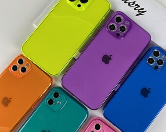 Coque de téléphone couleur fluorescente néon pour iPhone 15 14 13 12 11 Pro Max 14 plus 14 13 12 pro 6,7,8,XR,X,XS Max Coque pour iPhone 6 7 8 Plus iPhone SE