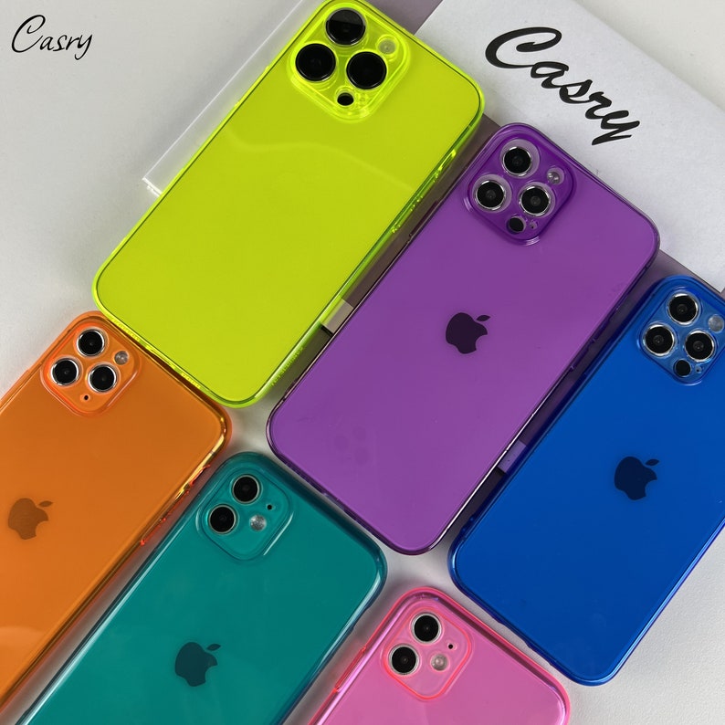 Coque de téléphone couleur fluorescente néon pour iPhone 15 14 13 12 11 Pro Max 14 plus 14 13 12 pro 6,7,8,XR,X,XS Max Coque pour iPhone 6 7 8 Plus iPhone SE image 1