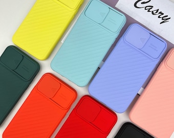 Pastel Matte Slider Étui de téléphone antichoc pour iPhone 14 13 12 11 Pro Max étui 12 Mini XR étui iPhone XS Max iPhone 7 8 Plus iPhone SE Étui