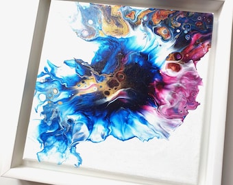 Spiral Nebula / Original Acrylbild auf Leinwand inkl. Rahmen 24 x 24 x 3 cm / Acrylic Pouring / Fluid Art / Acrylgießen