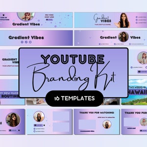 YouTube Banner, Intro, Outro & Thumbnail, Pastel YouTube Branding Kit, Modern YouTube Template, YouTube Channel Kit, Editable Canva Template