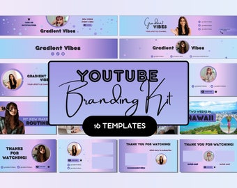YouTube Banner, Intro, Outro & Thumbnail, Pastel YouTube Branding Kit, Modern YouTube Template, YouTube Channel Kit, Editable Canva Template