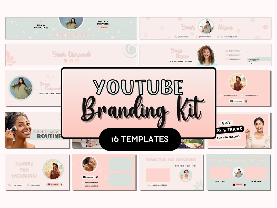 Youtube Banner, Intro, Outro & Thumbnail, Pastel Youtube Branding Kit ...