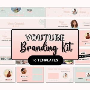 YouTube Banner, Intro, Outro & Thumbnail, Pastel YouTube Branding Kit, Modern YouTube Template, YouTube Channel Kit, Editable Canva Template
