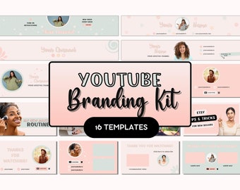 YouTube Banner, Intro, Outro & Thumbnail, Pastel YouTube Branding Kit, Modern YouTube Template, YouTube Channel Kit, Editable Canva Template