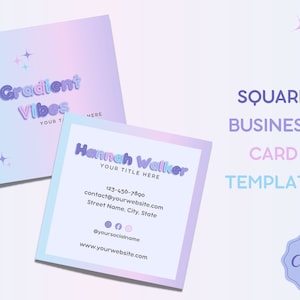 Quadratische Visitenkartenvorlage Sofort Download, druckbare Visitenkartenvorlage, die in Canva bearbeitet werden kann, benutzerdefinierte Visitenkarten, DIY Visitenkarten