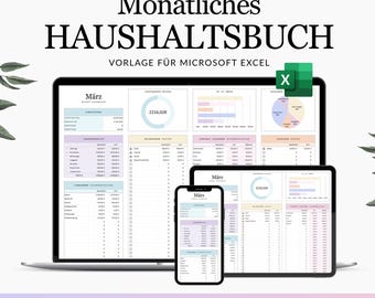 Haushaltsbuch Excel Deutsch – Finanzplaner und Budgetplaner mit automatischen Berechnungen, Einnahmen & Ausgaben