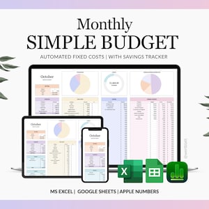 Modello di budget familiare in inglese | Modello di pianificazione mensile per Numbers, Excel e Fogli Google | Monitoraggio entrate e uscite | Pianificatore di budget