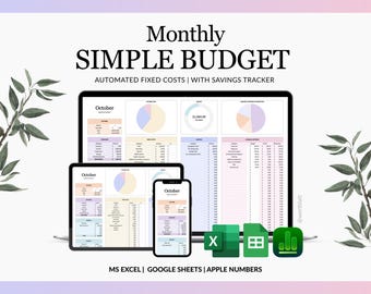 Modello di budget familiare in inglese | Modello di pianificazione mensile per Numbers, Excel e Fogli Google | Monitoraggio entrate e uscite | Pianificatore di budget