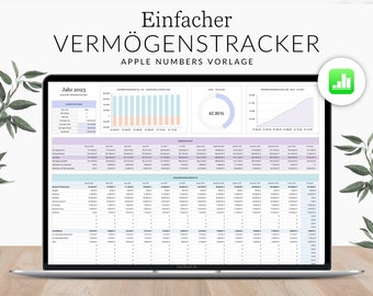 Simple wealth tracker for Apple Numbers (German version), wealth planner, income tracker, expense tracker, budget templates, annual planner