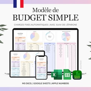Budget Planner Français – Budget Mensuel Excel, Google Sheets & Apple Numbers