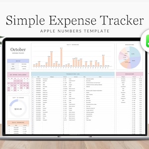 Einfacher Ausgabenmanager Numbers ENGLISCH, Haushaltsbuch, Finanzplaner, Ausgabentracker, Budget, Apple Numbers Budget Vorlage, Monatsplaner