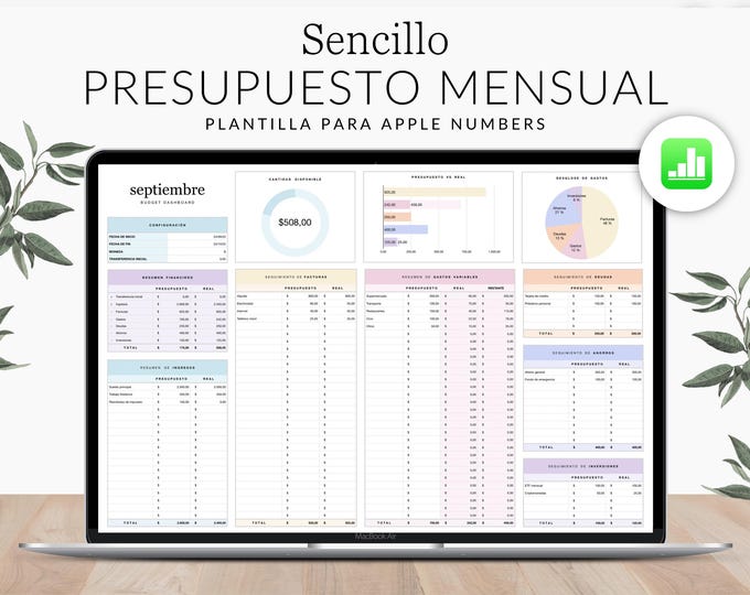 Apple Numbers Budget Template for Mac, iPad and iPhone, Income and Expense Spreadsheet, Simple Budgeting for Beginners