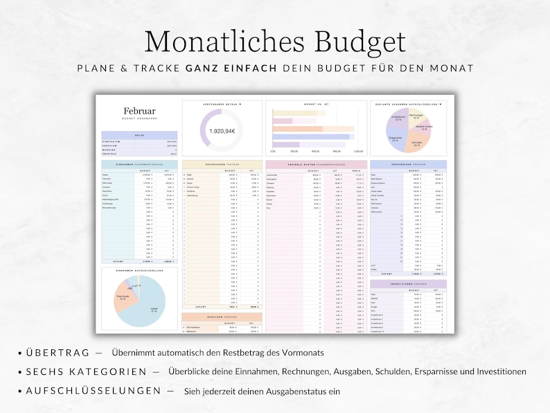 Apple Numbers Annual Budget Template GERMAN for Mac, iPad and Iphone ...