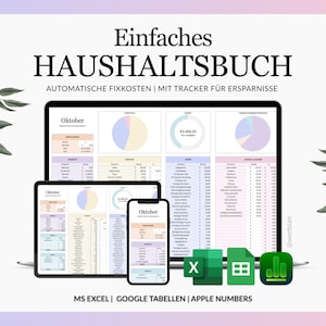 Haushaltsbuch Excel Deutsch – Finanzplaner und Budgetplaner mit automatischen Berechnungen, Einnahmen & Ausgaben