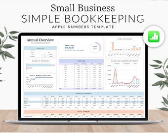 Easy Bookkeeping Template Small Business ENGLISH for Apple Numbers, Income and Expense Tracker, Simple Business Accounting Sheet for Mac