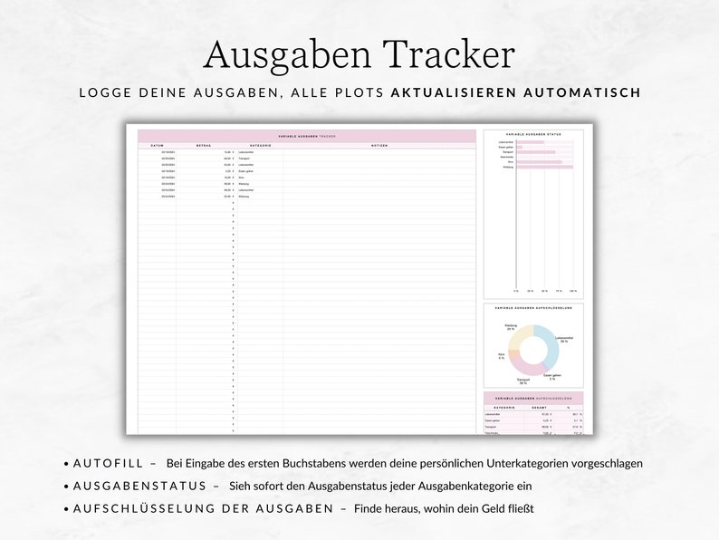Simple household budget book for Numbers (German version), wealth planner, income tracker, expense tracker, Apple Numbers budget template, monthly planner image 5