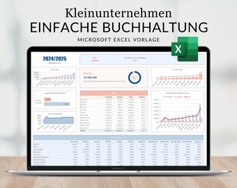 Accounting EÜR for small businesses German, Microsoft Excel income expenses table, cash book, sales tax advance payment