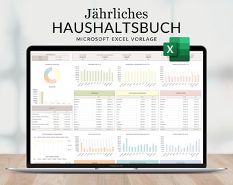 Annual budget Excel German, asset planner, income tracker, expense tracker, Excel budget German, Excel templates, monthly planner