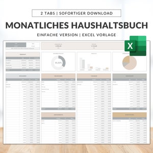 月間予算 Excel ドイツ語、ウェルス プランナー、収入トラッカー、支出トラッカー、Excel 予算ドイツ語、Excel テンプレート、月間プランナー