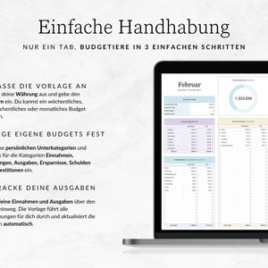Simple household budget book for Numbers (German version), wealth planner, income tracker, expense tracker, Apple Numbers budget template, monthly planner image 3
