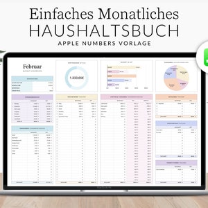 Einfaches Haushaltsbuch Numbers DEUTSCH, Vermögensplaner, Einnahmen Tracker, Ausgabentracker, Apple Numbers Budget Vorlage, Monatsplaner