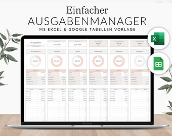 Expense manager Excel (German), Expense Excel template, Digital finance, Google Sheets spreadsheet (German), Budget template, Excel finance