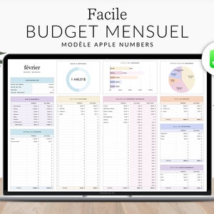 Numeri di libro di bilancio semplice FRANCESE, pianificatore patrimoniale, monitoraggio del reddito, monitoraggio delle spese, modello di budget dei numeri Apple, pianificazione mensile