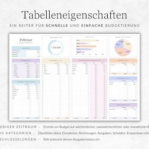 Simple household budget book for Numbers (German version), wealth planner, income tracker, expense tracker, Apple Numbers budget template, monthly planner image 4