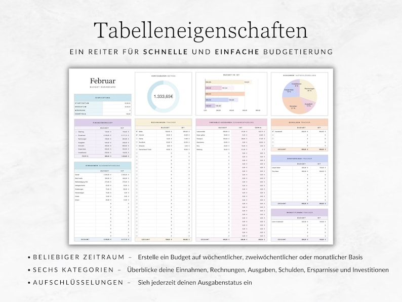 Simple household budget book for Numbers (German version), wealth planner, income tracker, expense tracker, Apple Numbers budget template, monthly planner image 4
