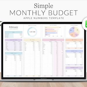 Einfaches Haushaltsbuch Numbers ENGLISCH, Vermögensplaner, Einnahmen Tracker, Ausgabentracker, Apple Numbers Budget Vorlage, Monatsplaner