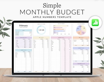 Eenvoudig budgetboek Numbers ENGELS, vermogensplanner, inkomenstracker, onkostentracker, Apple Numbers budgetsjabloon, maandplanner