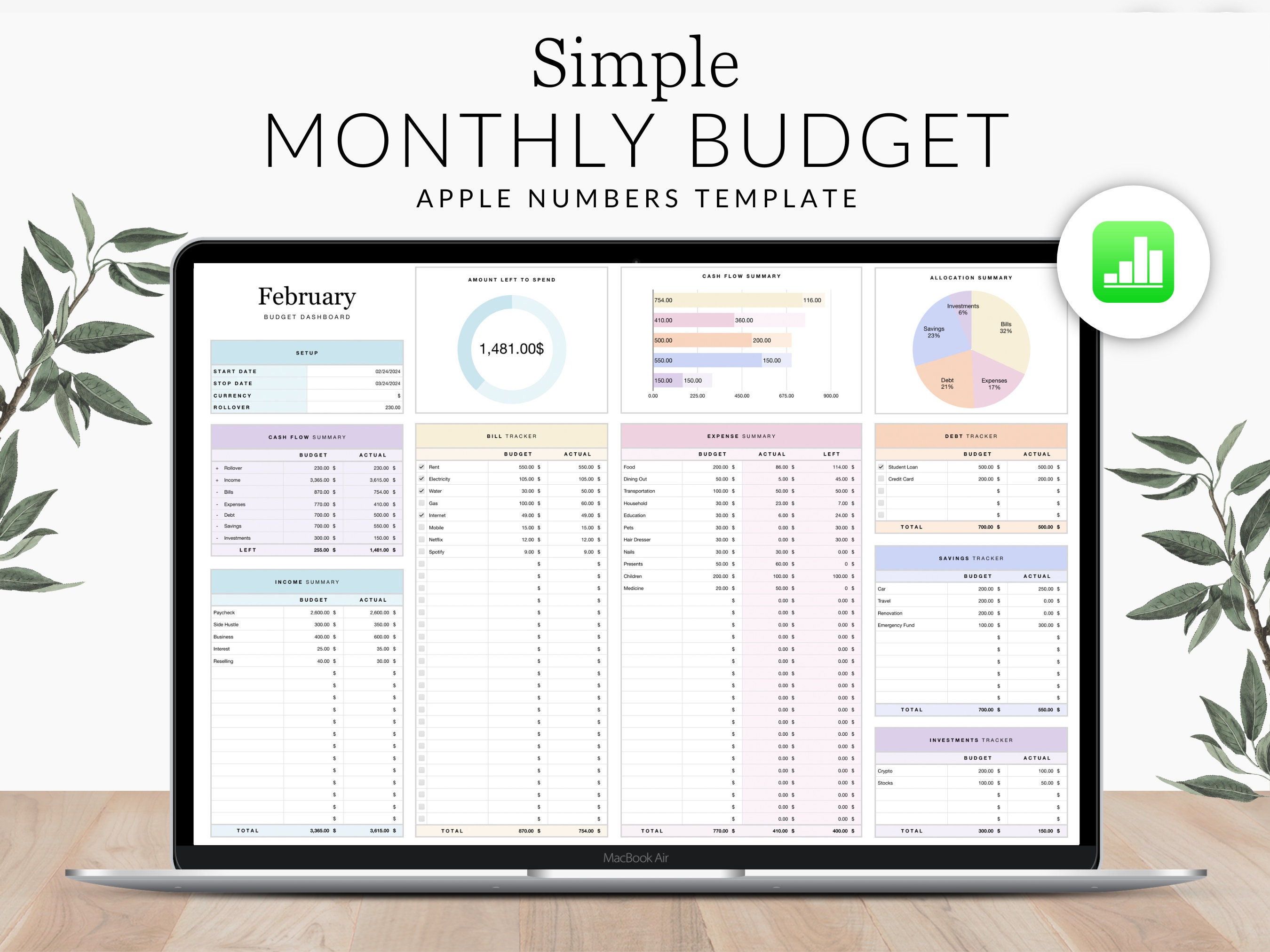 Apple Numbers Budget Template for Mac, iPad and Iphone, and Apple Numbers Budget Template for Mac, iPad and Iphone, and