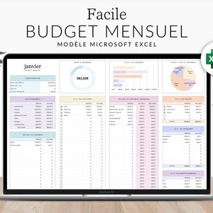Simple Household Book Microsoft Excel FRENCH, Wealth Planner, Income Tracker, Expense Tracker, Excel Budget Template, Monthly Planner