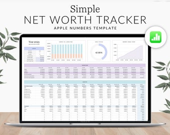 Simple wealth tracker Apple Numbers ENGLISH, wealth planner, income tracker, expense tracker, budget templates, annual planner