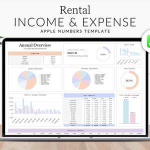 Rental Property Template Landlord Spreadsheet Income and Expense Tracker Rental Bookkeeping Apple Numbers Real Estate Management iPad & Mac